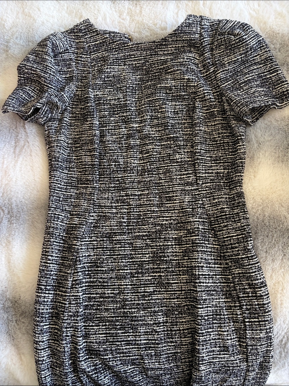 Calvin Klein Black and White Textured Midi Dress
